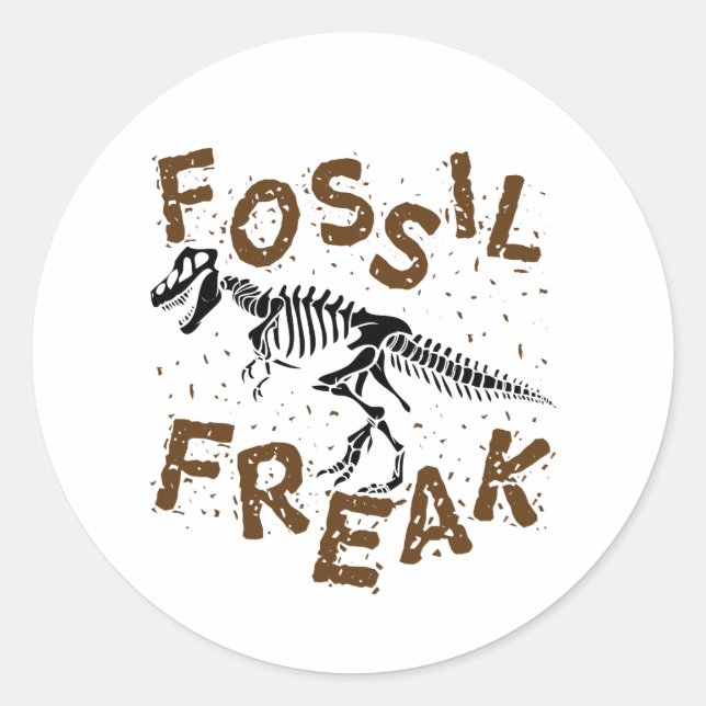 Sticker Rond Fossile Freak Paléontologie Dinosaure Bones (Devant)