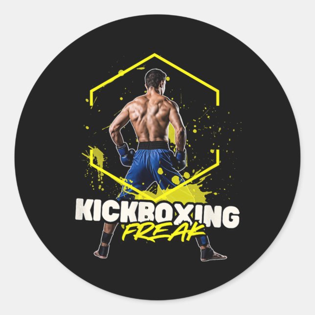 Sticker Rond Fou de kickboxing (Devant)