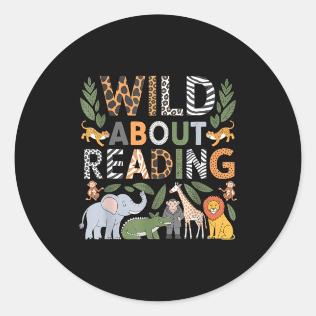 Sticker Rond Fou de lecture de livres et bibliophile (Devant)