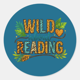 Sticker Rond Fou de lecture de livres et bouquineur