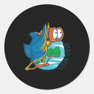 Sticker Rond Fou des oiseaux Drôle d'observation des oiseaux Am