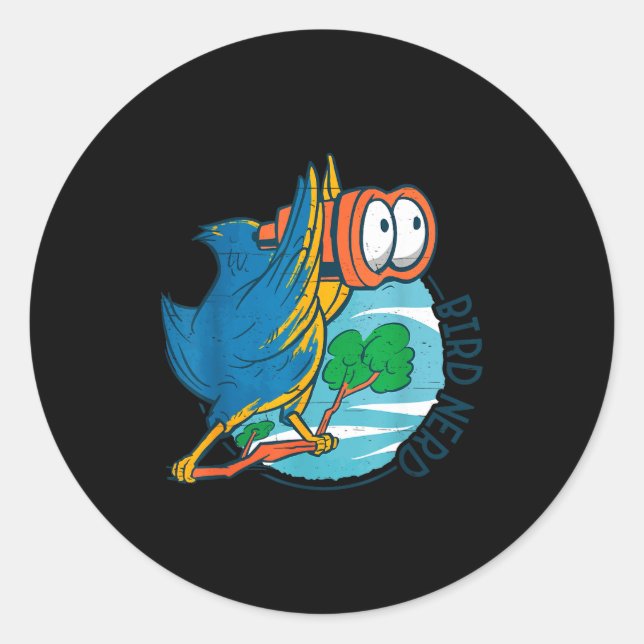 Sticker Rond Fou des oiseaux Drôle d'observation des oiseaux Am (Devant)