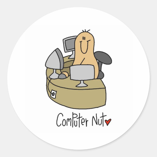 Sticker Rond Fou d'informatique (Devant)