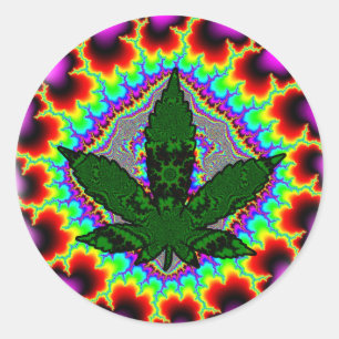 Sticker Rond Fou Fumée Weed Fun Rasta