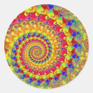 Sticker Rond Fou Jaune Fractal