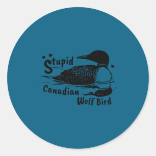 Sticker Rond Fou oiseau loon loup canadien