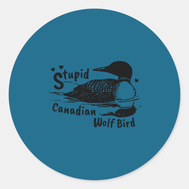 Sticker Rond Fou oiseau loon loup canadien (Devant)