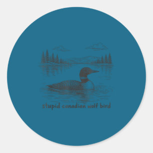 Sticker Rond Fou oiseau loup canadien drôle animal plongeon plo