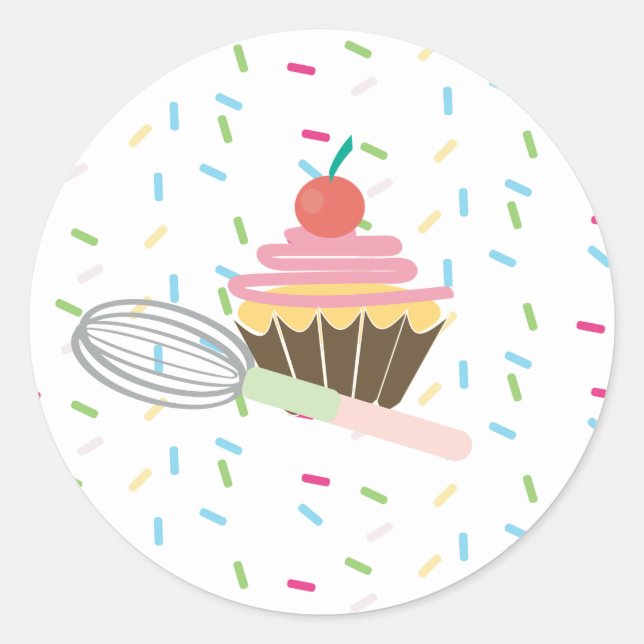 Sticker Rond Fouet à Cupcake Logo Sprinkles Récompense (Devant)
