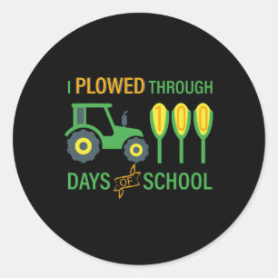 Sticker Rond Fouillé Pendant 100 Jours D'Agriculture De Tracteu