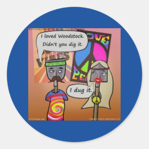 Sticker Rond Fouiller Woodstock Drôle Rick Londres Bande Dessin