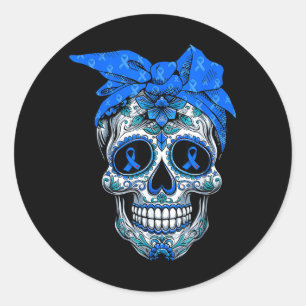 Sticker Rond Foulard pour femmes Crâne de sucre Sensibilisation