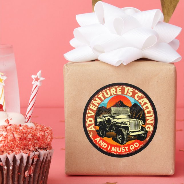 Sticker Rond Four By Four All Wheel Drive Adventure est en trai (Fête)