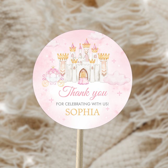 Sticker Rond Four Ever a Princess Birthday Party (Four Ever a Princess Birthday Party Sticker)