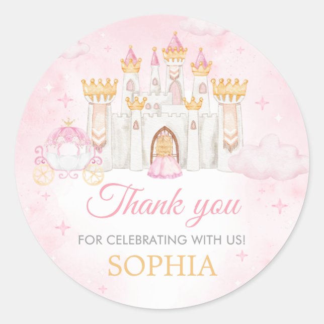 Sticker Rond Four Ever a Princess Birthday Party (Devant)