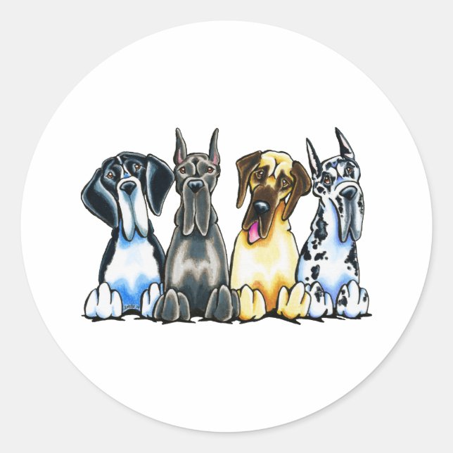 Sticker Rond Four Great Danes (Devant)