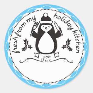 Sticker Rond Fourchette faite sur commande de pingouin de
