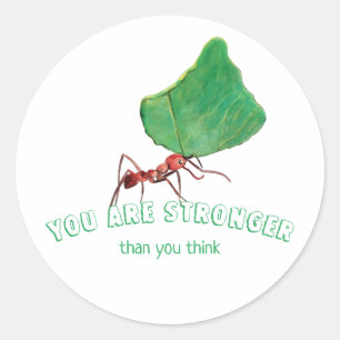 Sticker Rond Fourmi portant une grosse feuille