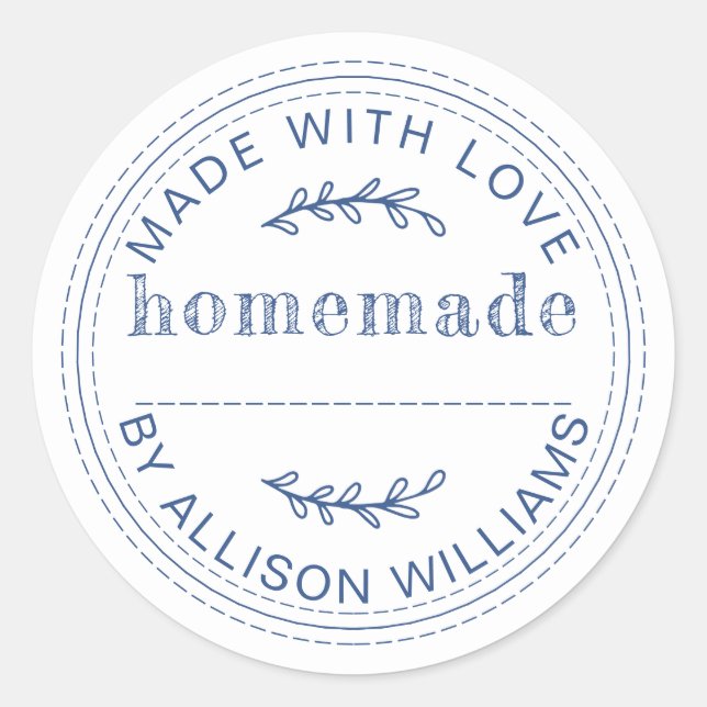 Sticker Rond Fournitures cuites maison rustiques blanches et bl (Devant)