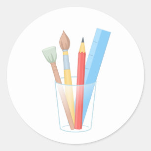 Sticker Rond Fournitures d'artisanat Peinture Pochoir Règle Art