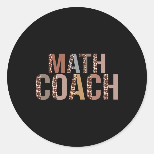 Sticker Rond Fournitures de coach de maths léopard amusant pour (Devant)