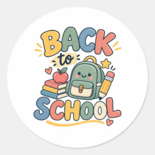 Sticker Rond Fournitures Scolaires Mignonnes Kawaii de Rentree