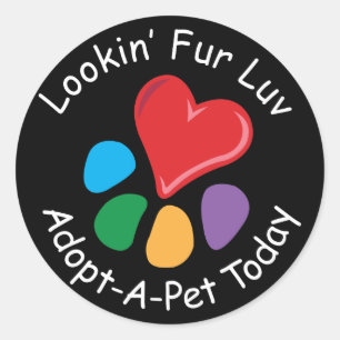 Sticker Rond Fourrure Luv d'Adoption_Heart-Paw_Lookin d'animal