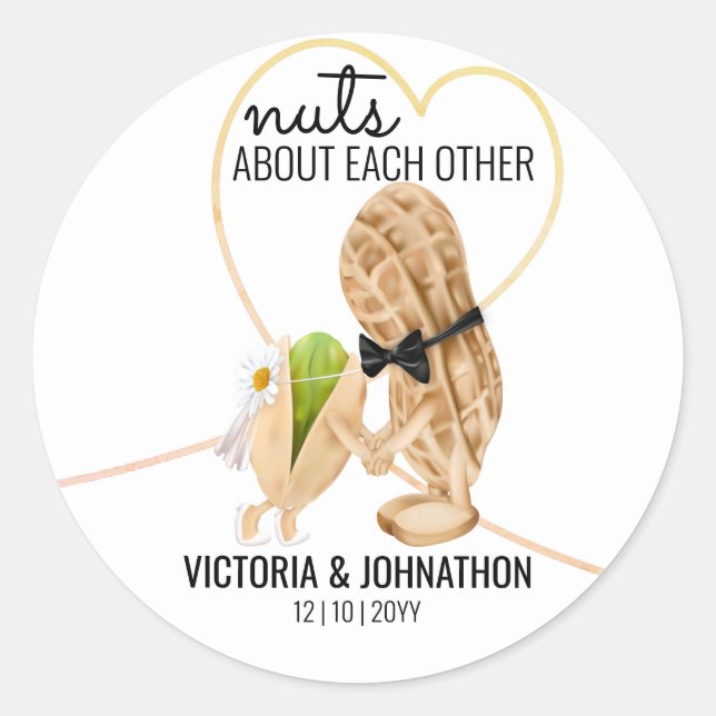 Sticker Rond Fous l'un de l'autre drôle | Cadeau de mariage (Devant)