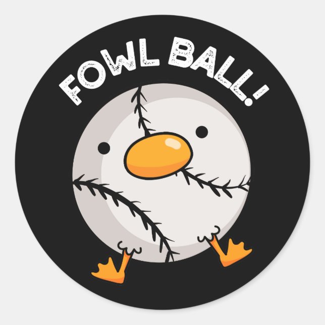 Sticker Rond Fowl Ball Funny Sport Pun Dark BG (Devant)