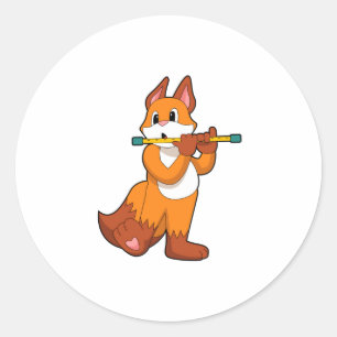 Sticker Rond Fox à la musique avec Flute.PNG