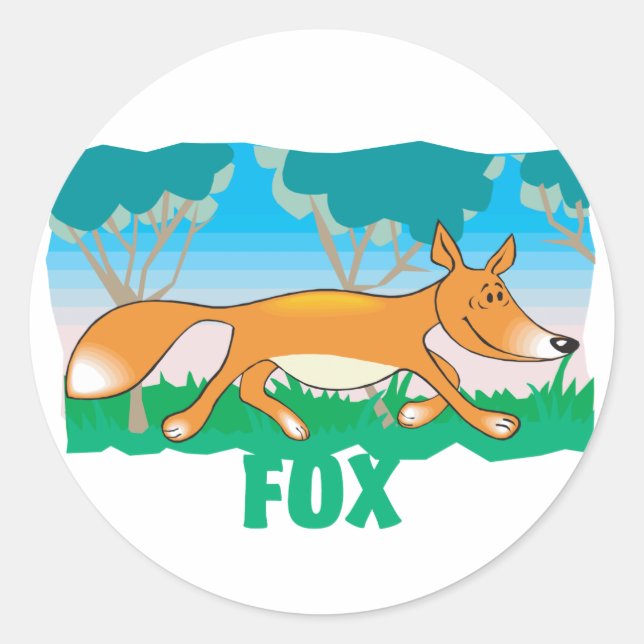 Sticker Rond Fox amical pour enfants (Devant)