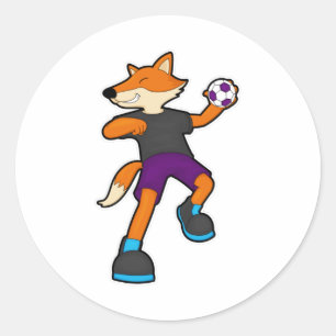 Sticker Rond Fox at Handball player avec Handball