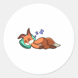 Sticker Rond Fox au coucher avec Coussin