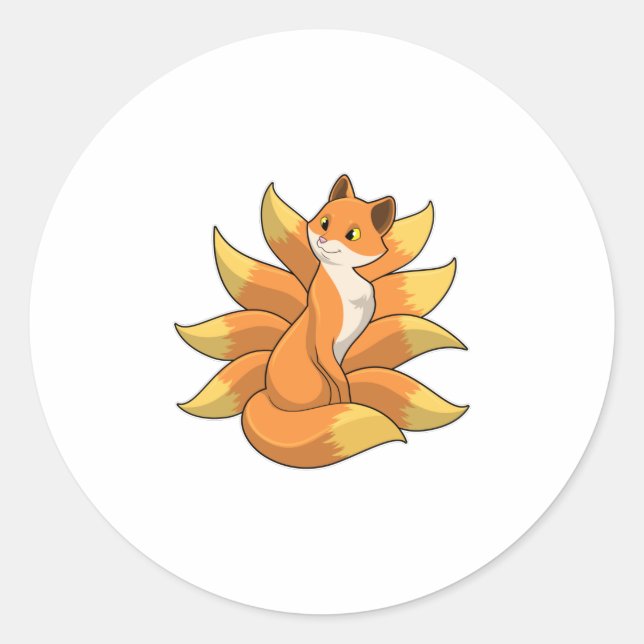 Sticker Rond Fox avec 9 queues Fox (Devant)