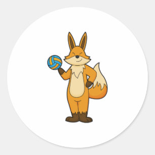 Sticker Rond Fox comme joueur de volleyball avec volleyball