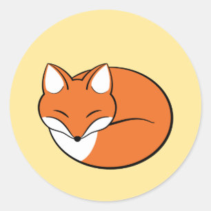 Sticker Rond Fox de bande dessinée de sommeil sur le jaune