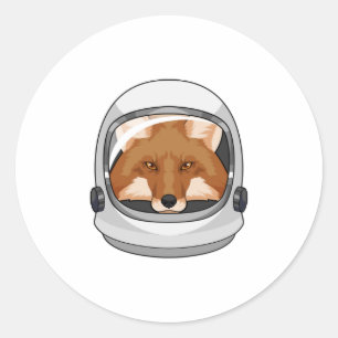 Sticker Rond Fox en astronaute avec casque