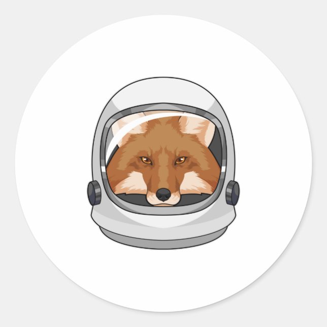 Sticker Rond Fox en astronaute avec casque (Devant)