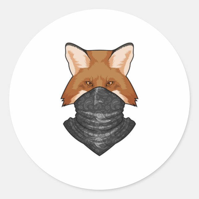 Sticker Rond Fox en bandit avec Kerchief (Devant)