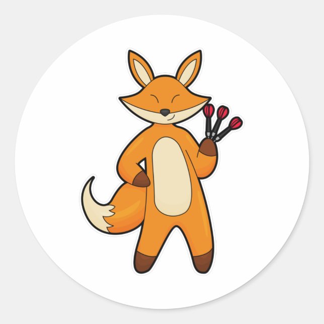 Sticker Rond Fox en Dart player avec Darts (Devant)
