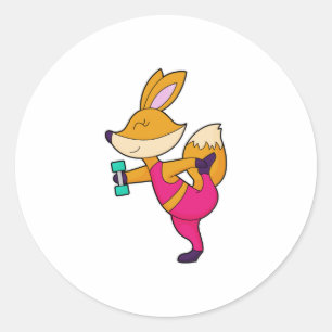Sticker Rond Fox Fitness Dumbbell