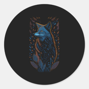 Sticker Rond Fox Goblincore Nature Sombre Woods