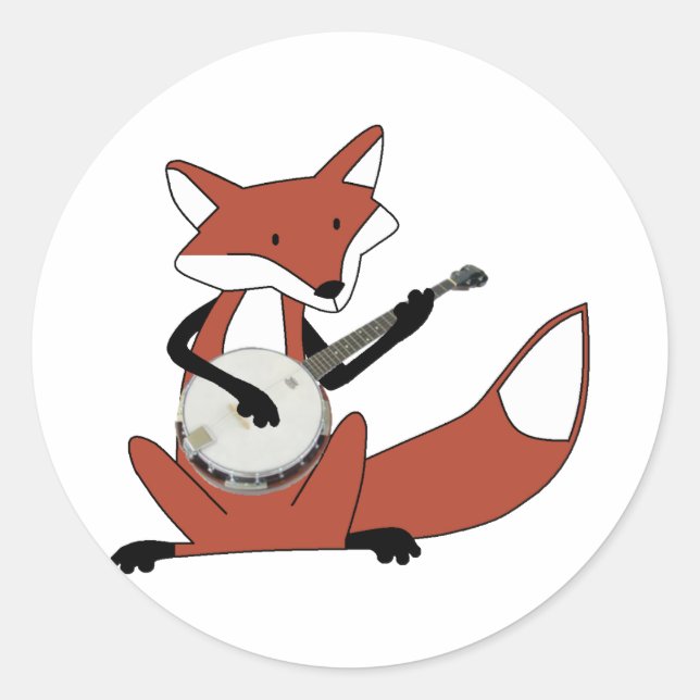 Sticker Rond Fox Jouer au banjo (Devant)