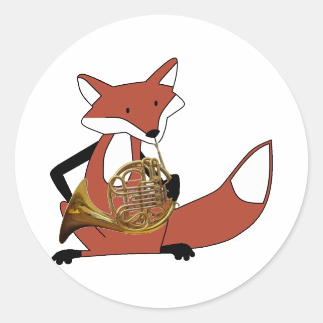 Sticker Rond Fox Jouer la Corne française (Devant)