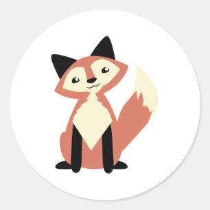 Sticker Rond Fox mignon de Tête-inclinaison