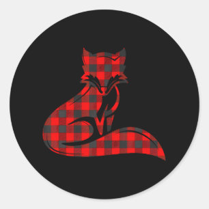 Sticker Rond Fox Red Buffalo Plaid Prairie Vixen Matching