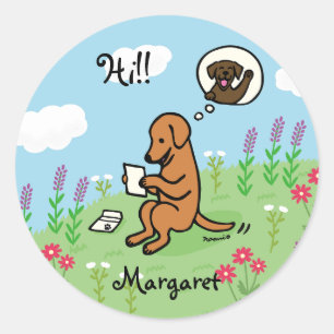 Sticker Rond Fox Red Labrador et lettre d'un ami