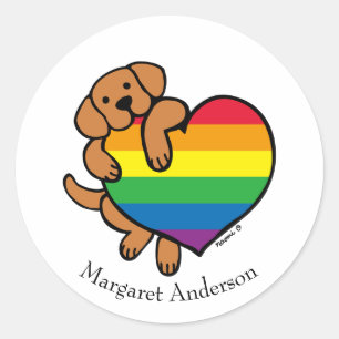 Sticker Rond Fox Red Labrador Rainbow Pride