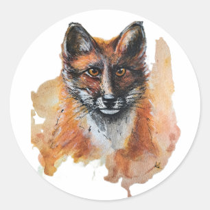 Sticker Rond Fox - Spirit Animal, Aquarelle Totem Joga Guide A