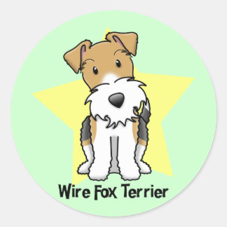 Sticker Rond Fox Terrier de fil d'étoile de Kawaii